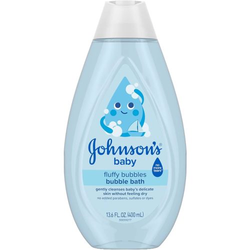 Johnson's Baby Fluffy Bubbles Bubble Bath, No More Tears, Gently Cleanses Delicate Skin Without Feeling Dry, Hypoallergenic, No Added Parabens, Sulfates & Dyes, 13.6 fl. oz