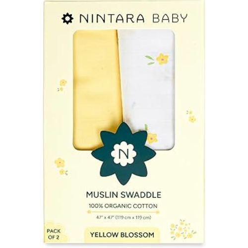 Swaddles for Newborns - 100% Organic Premium Muslin Cotton, 47" x 47", Ultra-Soft, Breathable, Lightweight, Multipurpose, Gifts for 0-3 Months, Pack of 2