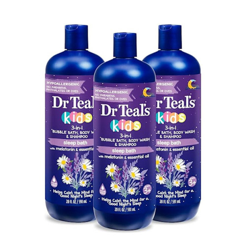 Dr Teal's Kids 3-in-1 Sleep Bath: Bubble Bath, Body Wash & Shampoo with Melatonin & Essential Oil