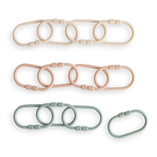 Chain Link Rings Shifting Sand, Blush, Cambridge Blue One Size