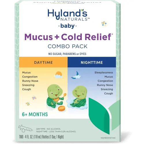 Hyland's Baby Mucus and Cold Relief, Day & Night Value Pack, Infant And Baby Cold Medicine, Decongestant And Cough Relief, 8 Fl Oz