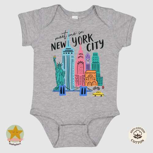 Meet Me in New York City Baby Onesie, NYC Skyline Bodysuit, Cute Travel Baby Outfit, Colorful City Infant Bodysuit, Baby Shower Gift
