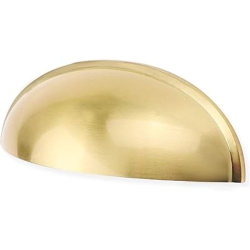 goldenwarm 5 Pack Gold Cup Drawer Pulls Brushed Gold Cabinet pulls Decorative Pulls Bin Cup Pulls Cup pulls for cabinets and Drawers, 3 inch (76mm) Hole Centers