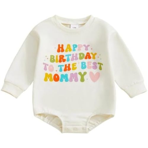 YOKJZJD Newborn Baby Girl Boy Happy Birthday To The Best Daddy Mommy Bubble Romper Sweatshirt Bodysuit T-Shirt Fall Outfits