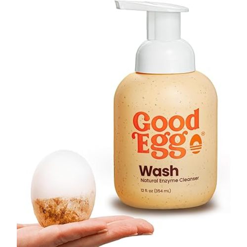 GoodEgg Organic Egg Cleaner for Farm Fresh Eggs, Food-Grade, Non-Toxic, Chicken Coop Accessories, Egg Washing Solution, USA-Made Foaming Pump, Refillable 12floz Bottle, As Seen On Shark Tank