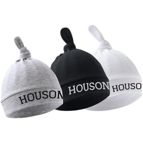 Personalized Newborn Hospital Baby Newborn Hats 3PC Set Knot Beanie Hats Soft for Infant Baby Girls Boys Caps 0-6 Months