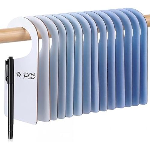 Patelai 14 Pcs Blank Wooden Closet Dividers, Blue, Round Top