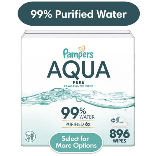 Free Shipping! Pampers Aqua Pure Baby Wipes Unscented 99% Water Hypoallergenic 16 Pack 896 Count