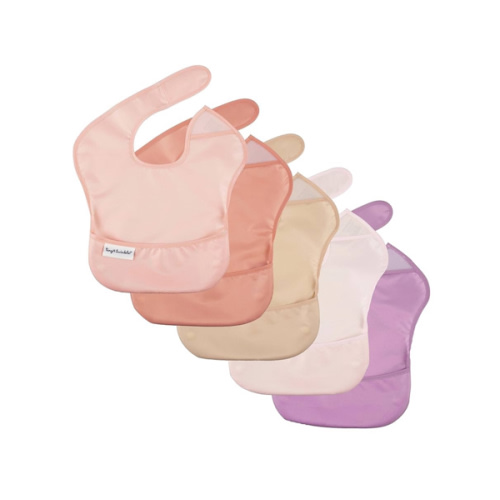 Tiny Twinkle Mess Proof Baby Bibs for Eating - Waterproof, Wipeable Bibs - Toddler Bibs - Travel Friendly - PFAS, PVC, BPA, Phthalate Free - Baby Food Bibs(5 Pack, Girl Spring)