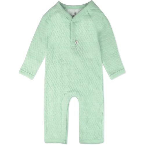 HonestBaby Baby Long Sleeve Center Snap Coverall 100% Organic Cotton for Infant, Baby Boys, Girls