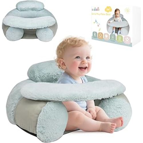 KAKIBLIN Baby Sit Me Up Seat, Inflatable Baby Seat with Cover for Babies 3-36 Months,Portable,Inflatable Sit & Play Floor Seat for Sitting Up,Inflatable Baby Chair Baby Seats for Sitting Up Gray