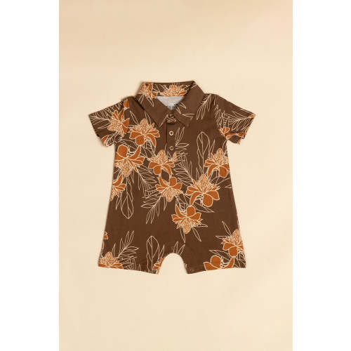 Noah Collared Onesie - Teak Ginger Bloom – Fighting Eel