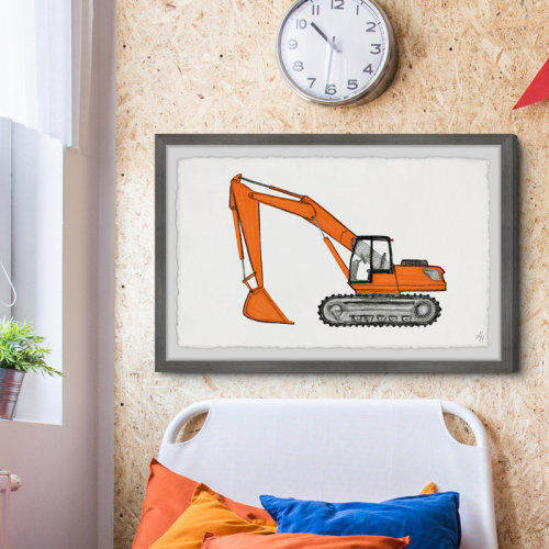 Viv + Rae™ Burkeville Excavator Truck Framed Print | Wayfair
