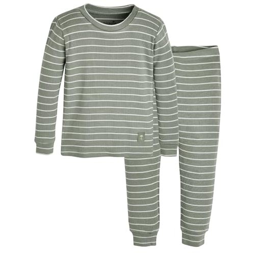 moimoln Stripe Pajamas Set 12M-8Y Ribbed Unisex Baby & Toddler, Soft Viscose, Snug-Fit, Everyday Sleepwear