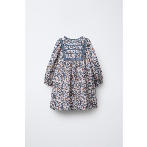 LACE FLORAL PRINT DRESS - Blue / Gray | ZARA United States