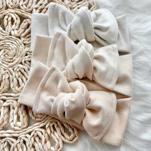 Stretch Cotton Bow Headband for Baby and Newborn - Headwrap - Adjustable Knotted Bow