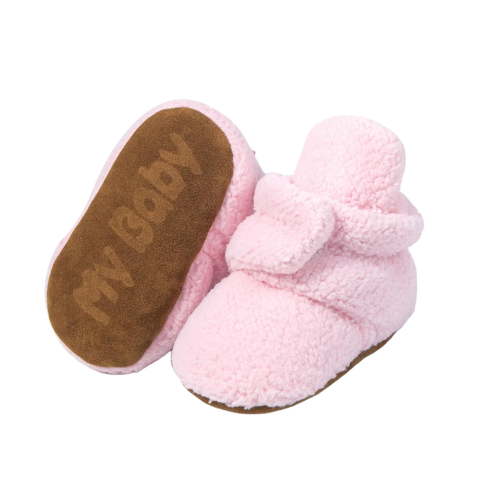 Owordtank Newborn Infant Baby Girl Boy Cotton Booties Stay On Sock Slippers Soft Bedroom Shoes Non-Skid Ankle Boots with Grippers