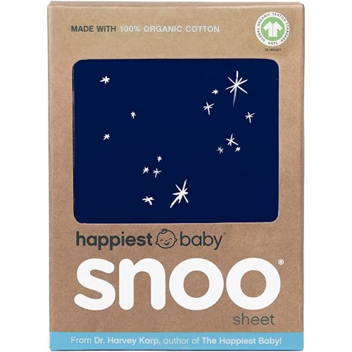 Happiest Baby SNOO Bassinet Fitted Sheet - 100% Organic Cotton Nursery Bedding - Fits SNOO Sleeper Crib Mattress (Midnight Galaxy)