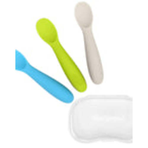 WeeSprout | Baby Led Weaning Silicone Spoons with Travel Case | Set of 3