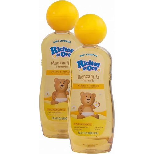 Ricitos de Oro, Baby Shampoo Cleansing and Lightening Baby Shampoo with Chamomile, Paraben Free, Hypoallergenic of 13.5 FL Oz Each,(Pack of 4)