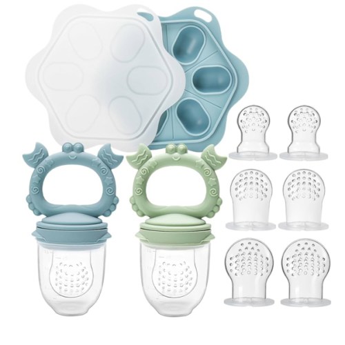 MR.TIMELAG Baby Fruit Food Feeder & Mini Freezer Nibble Tray Combo, Additional Silicone Sacs, BPA Free Silicone Feeder for Safe Infant Self Feeding, for Teething Babies and Self-Feeding Babies : Amazon.com.au: Baby