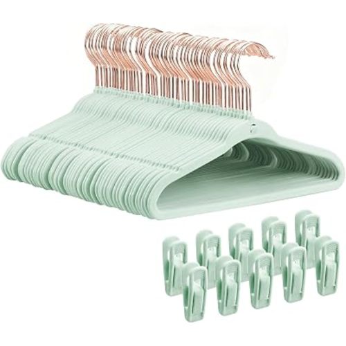 Baby Hangers, Newborn Hangers with Clips, 11 Inch, Green, 50 Pack