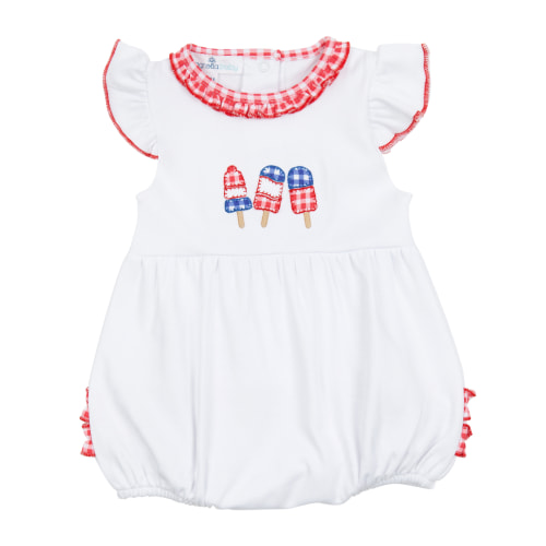 Red, White and Yum! Applique Red Ruffle Flutters Bubble