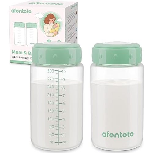 2PCS Breastmilk Storage Bottle, BPA Free Wide-Neck Spectra Bottles for Pumping, Storage Collection Baby Bottles for Fridge & Momcozy Breast Milk Cooler, Breastfeeding Bottle, 10 oz