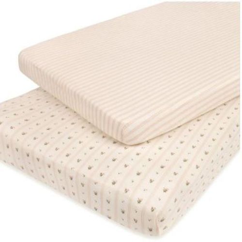 Ely's & Co. Baby Fitted Pack n Play - Mini Crib Sheet 100% Combed Jersey Cotton Pink for Baby Girl 2 Pack