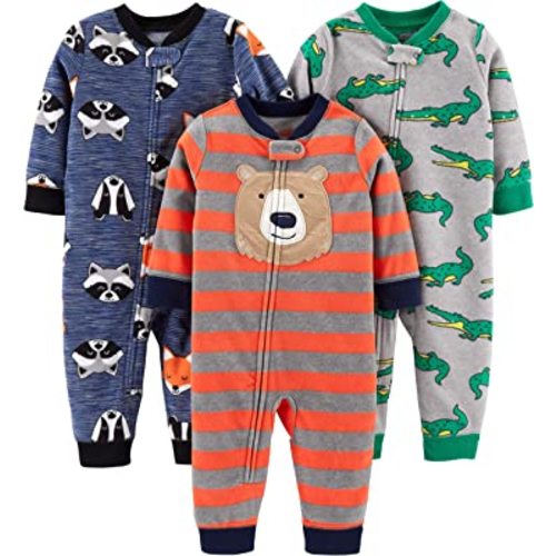 Simple Joys by Carter's Baby Boys' 3-Pack Loose Fit Flame Resistant Fleece Footless Pajamas
