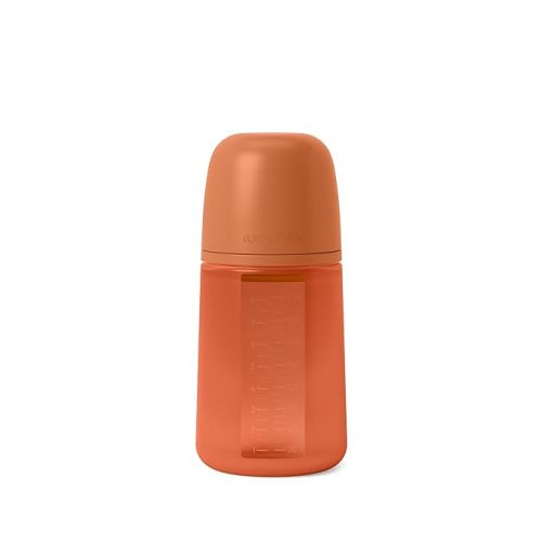 Suavinex Color Essence SX PRO Physiological Soft Flexible Silicone Baby Bottle, Anti Colic Baby Bottles, Supports Breast Feeding Babies, Made in Spain, Medium Flow, 8oz, Sunset Orange
