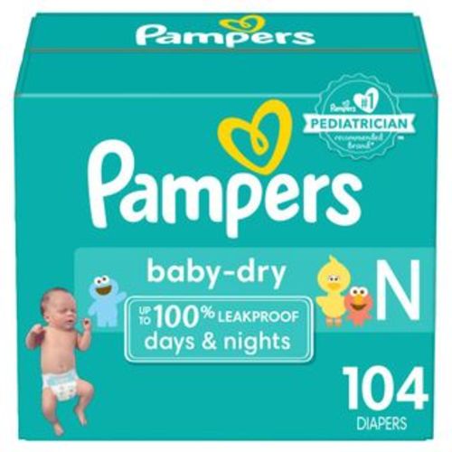 Pampers Baby Dry Diapers Super Pack - NewBorn - 104ct
