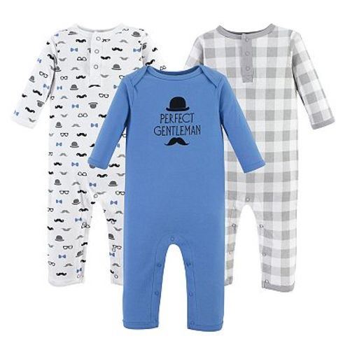 Hudson Baby Infant Boy Cotton Coveralls 3pk, Perfect Gentleman