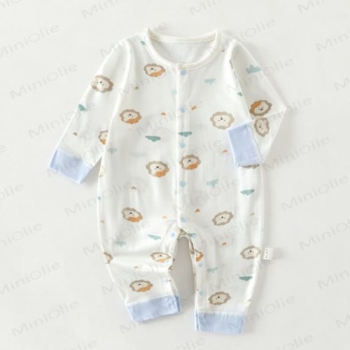 Baby White Animal Print Pajamas Romper