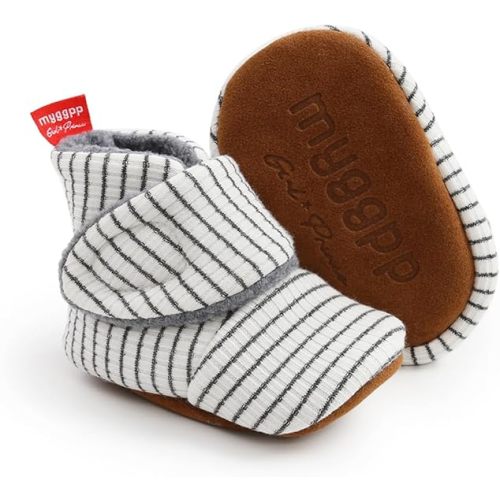 Baby Booties Cozy Fleece Slippers Soft Baby Shoes With Gripper Soles, Winter Warm Infant Newborn Crib Sock Shoes First Walkers
