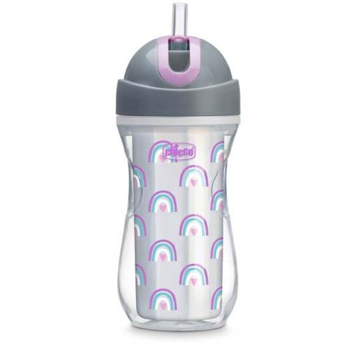 Insulated Flip-Top Straw Cup 9oz 12m+ - Rainbow Silver/Purple