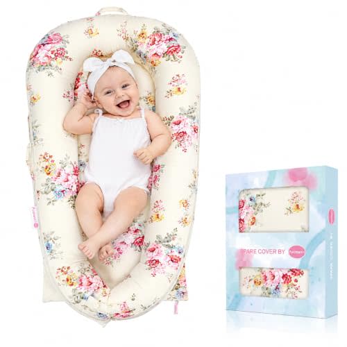 Baby Lounger Cover for Dockatot Deluxe + | 100% Cotton Hypoallergenic Newborn Premium Quality Spare Cover(Cover Only) (Rose)
