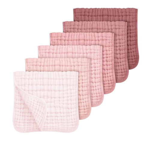 Looxii Muslin Burp Cloths 100% Cotton Muslin Cloths Large 20''x10'' Extra Soft and Absorbent 6 Pack Baby Burping Cloth for Boys and Girls Gradient Pink