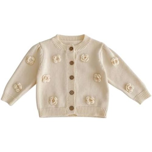 HOOLCHEAN Baby Girls 3D Flowers Cotton Cardigan Sweater