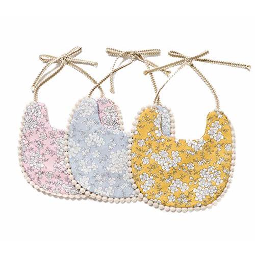 Baby Bib for Girls,Reversible Waterproof Handmade Natural Cotton Baby Drool Bib 0-12 Months 3 Pack