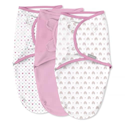 SwaddleMe by Ingenuity Original Swaddle, 100% Cotton, Improves Sleep & Calms Startle Reflex, 0-3 Months, 3-Pack - Over the Rainbow