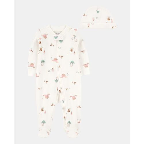 Baby 2-Piece Barn Print 2-Way Zip Sleep & Play & Headwrap Set - Ivory - Carter's | Carter's