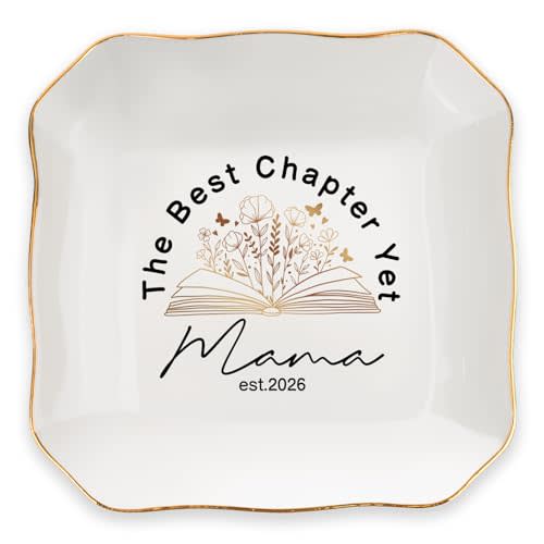 New Mom Gifts, Gifts for New Mom, Postpartum Gift for Mother After Birth, Pregnancy Gift for First-Time Mother, Mama, 4"x4" Ceramic Jewelry Tray