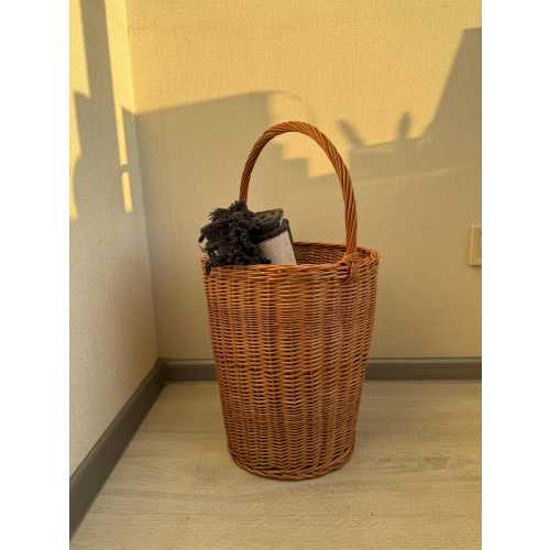rustic wicker bucket natural farmer basket handmade fruit basket rattan organizer ecofriendly woven basket with handle tall wicker basket