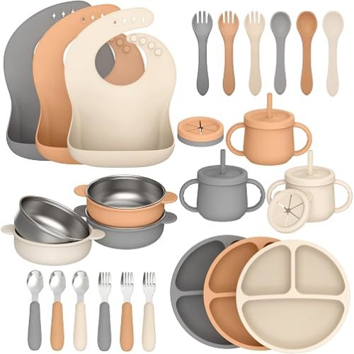 Hepotk 27PCS Silicone Baby Feeding Set, Versatile, For Baby LED Weaning
