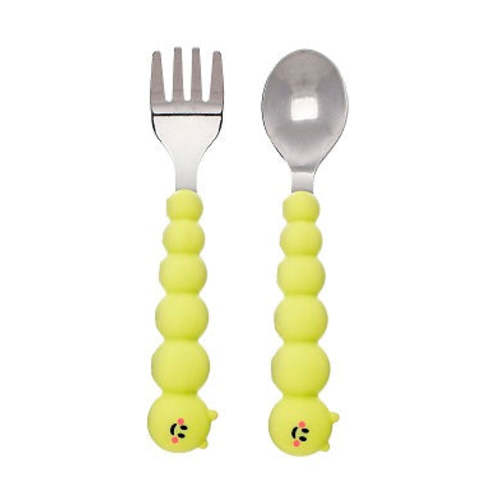 Silicone & Stainless Steel Caterpillar Spoon & Fork Set