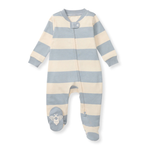 Rugby Stripe Organic Cotton Sleep & Play - Quarry