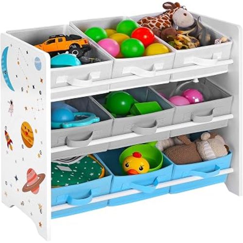 SONGMICS Children's Storage Shelf for Toys and Books, Toy Chest with 9 Removable Boxes UGKR33WT