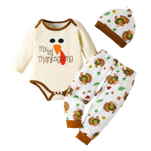 Curenmufel Christmas Baby Boy Dress Outfit Newborn Outfit T-Shirt Romper Top and Pants Sets Baby Coming Home Hospital Clothes Summer Clothing 0 3 6 9 12 18 24 Months (Beige,0-3 Months)
