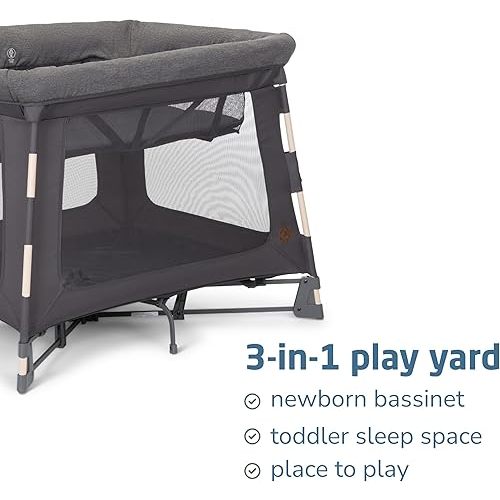 Maxi-Cosi Swift Baby Playard with Mat, Baby Playpen, Play Yard with Bassinet, Portable Playpen for Babies and Toddlers, Classic Graphite